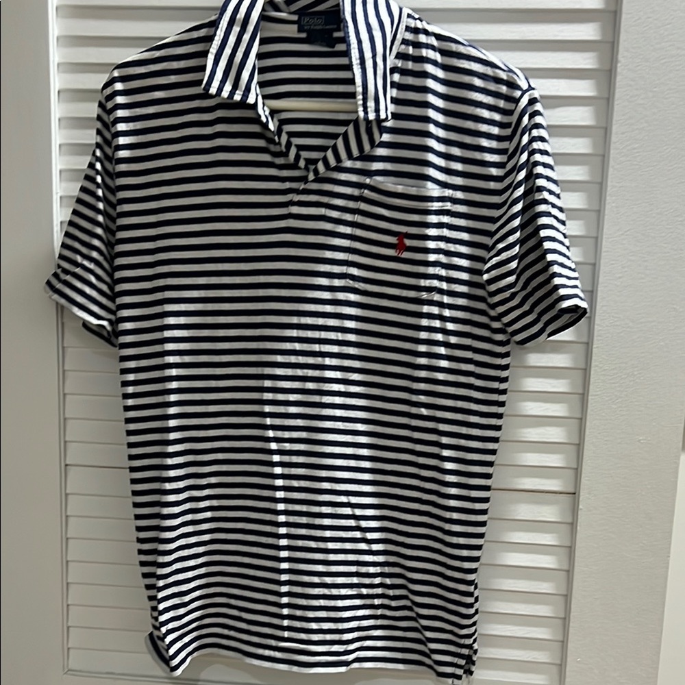 Striped Blue and White Polo Shirt